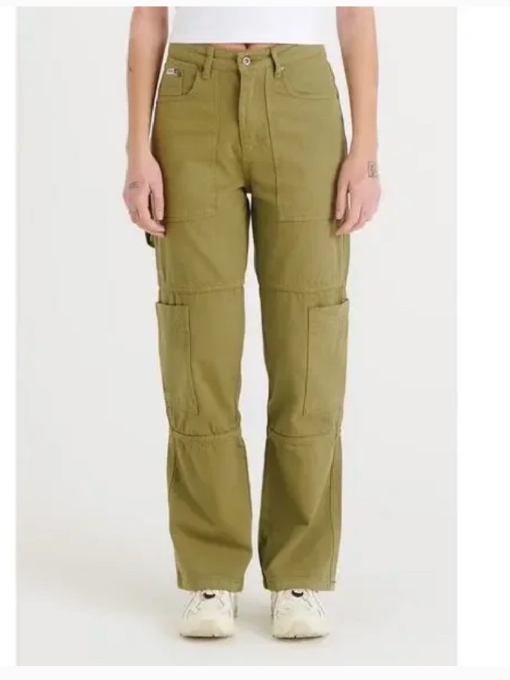 The Ragged High Rise Green Combat Dad Relaxed Straight Streetwear Jeans Size 28 - Picture 1 of 10